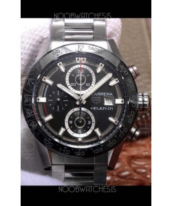 Tag Heuer Carrera Heuer 01 Swiss Replica Watch in Steel Casing Ceramic Bezel 43MM