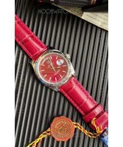 Rolex Day Date 904L Steel Casing Watch in Red Dial 36MM - 1:1 Mirror Quality 