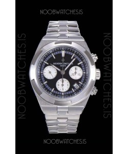 Vacheron Constantin Overseas Chronograph Black Dial Swiss Replica Watch - Stainless Steel Strap